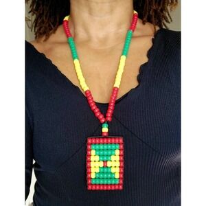 Grenada Flag Necklace. Rearview Mirror Danglers, Mini Flag 2.5" x 3".